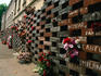 The memorial wall of bricks around the NATO building in Zagreb representing the lost and dead peple from the civil war.
