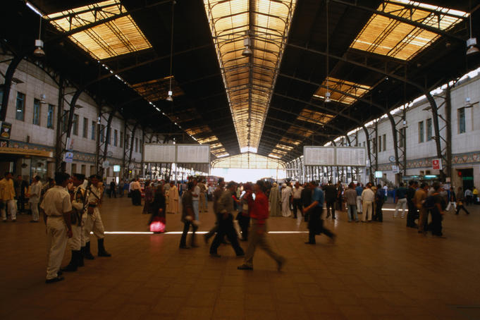 Commuters hurry through the quasi-Moorish interior of Ramses Station, Cairo's largest train artery.