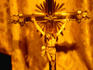 Statue of Jesus on cross in museum at Porto Cathedral.