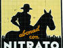 A tiled sign, featuring the silhouettes of a man riding a horse, in Plaza de la Constitucion