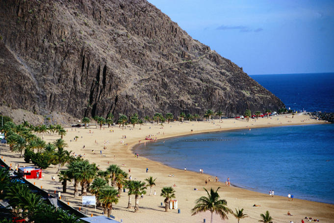 The village of San Andres with its artificial white sand, brought from the Sahara Desert, of the Playa de las Teresitas Beach
