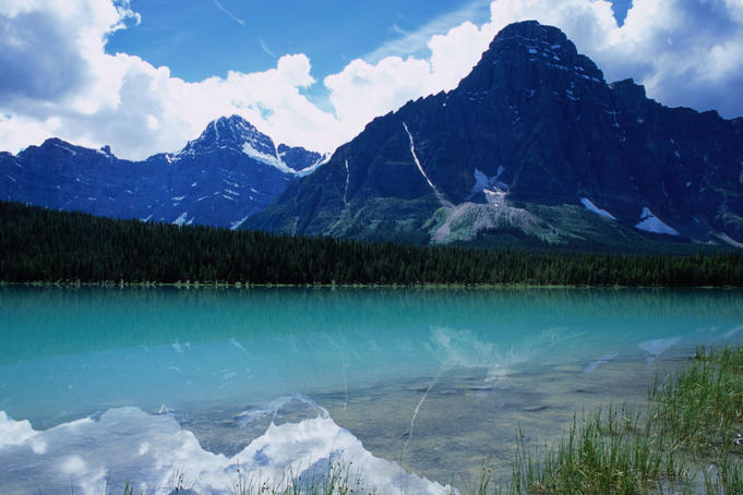 Mt Chephren reflected in Waterfowl Lake in Alberta's Banff National Park.