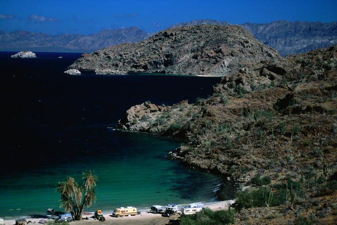 View of Playa El Coyote, a beach on the spectacular Bahia Concepcion coastline.
