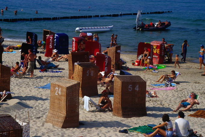 Baltic beach life at Swinoujscie on the Gulf of Pomerania.