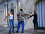 Tropicana dance students practising their moves outside the Catedral de la Asuncion.