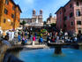 Boat shaped fountain called the Barcaccia at the bottom of the Scalinata Spagna (Spanish Steps).