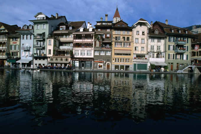 Houses of the old town on Aare river.