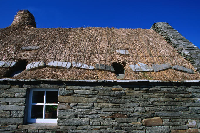 Restored croft house now housing a museum, near Southvoe, South Mainland