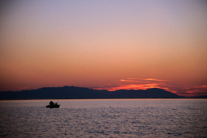 Sunrise breaks over Lake Baikal.