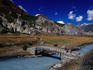 Crossing a traditional bridge over Marsyangdi Khola near Bryaga on Day 7 of the Annapurna Circuit.