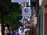 A sidewalk cafe in the bustling streets of lower Vieux Quebec, in the heart of French Canada.