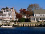 Exterior of waterfront houses.