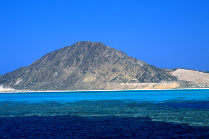 View of Rocky Island, south of Zabargad, Red Sea.