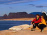 A couple camping at Padre Bay, Lake Powell.