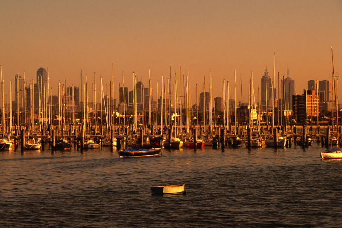 The city of Melbourne from St Kilda pier.