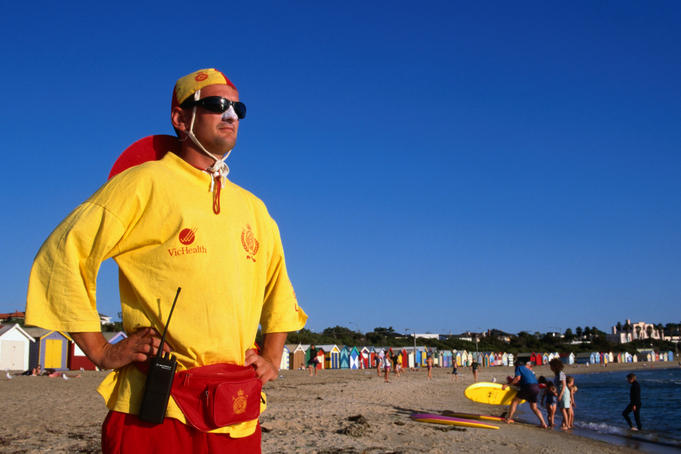 A Brighton beach life-guard on duty.