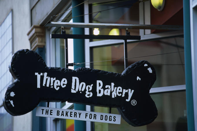 Dog Bakery sign.