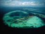 Aerial view of islands and reefs in the Java Sea.