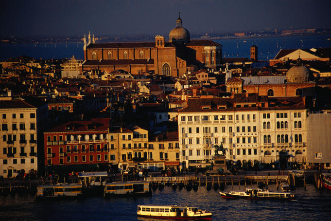 Views of the Castello area from the belfry of Chiesa de San Giorgio Maggiore.