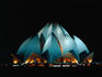 The distinctive lotus-shaped Baha'i House of Worship in New Delhi. The architectural marble marvel was completed in 1986.