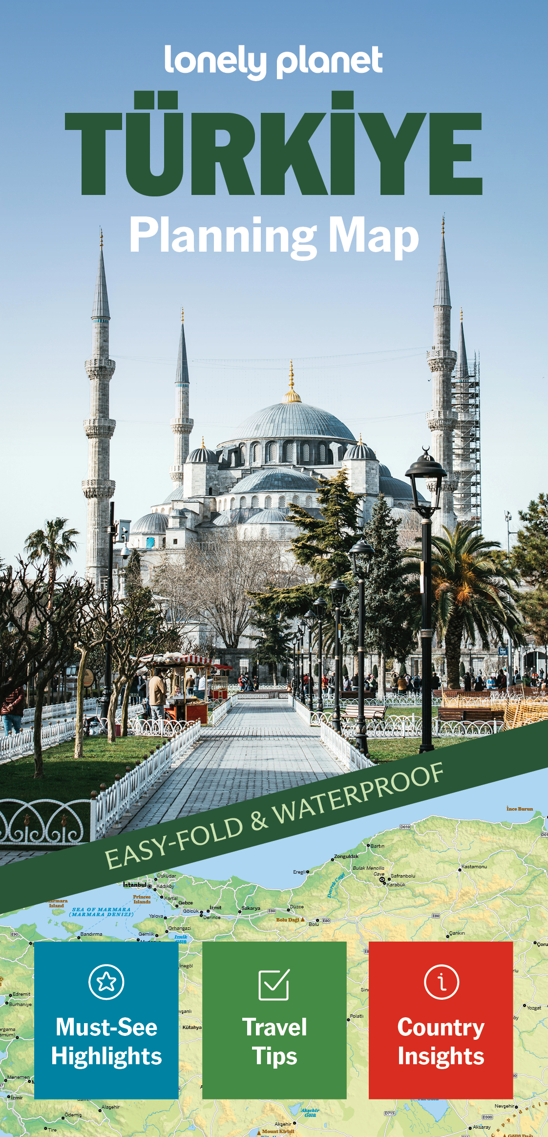Lonely Planet Turkiye Planning Map Durable, Waterproof, Easy-Fold Travel Map with Attractions, Itineraries & Transport Guide | Handy Slipcase for Turkiye Adventures